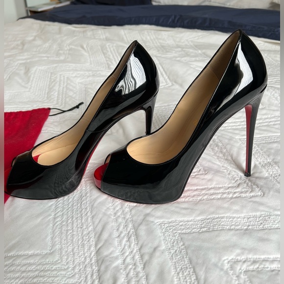 Christian Louboutin Very Privé. 120 mm Open toe pumps - Patent calf - Black - Picture 2 of 5
